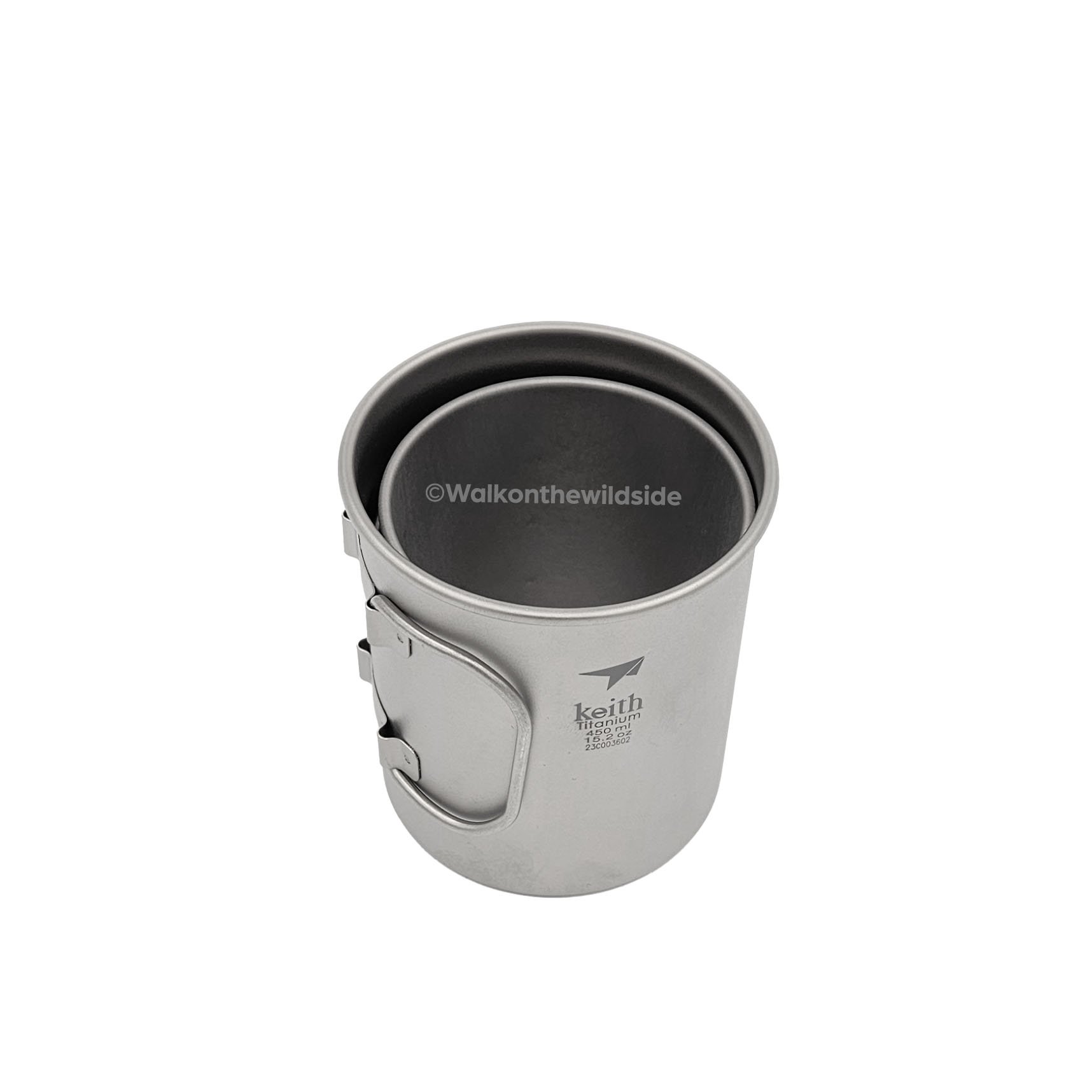 Keith Titanium 450 ml Tasse mit Snow Peak Ti-Single Wall 300 Mug darin